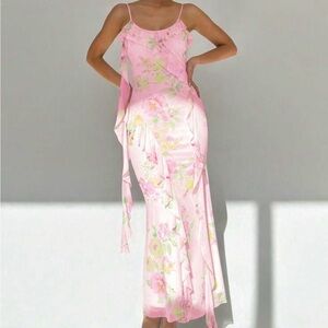 Floral Print Maxi Dress - Pink